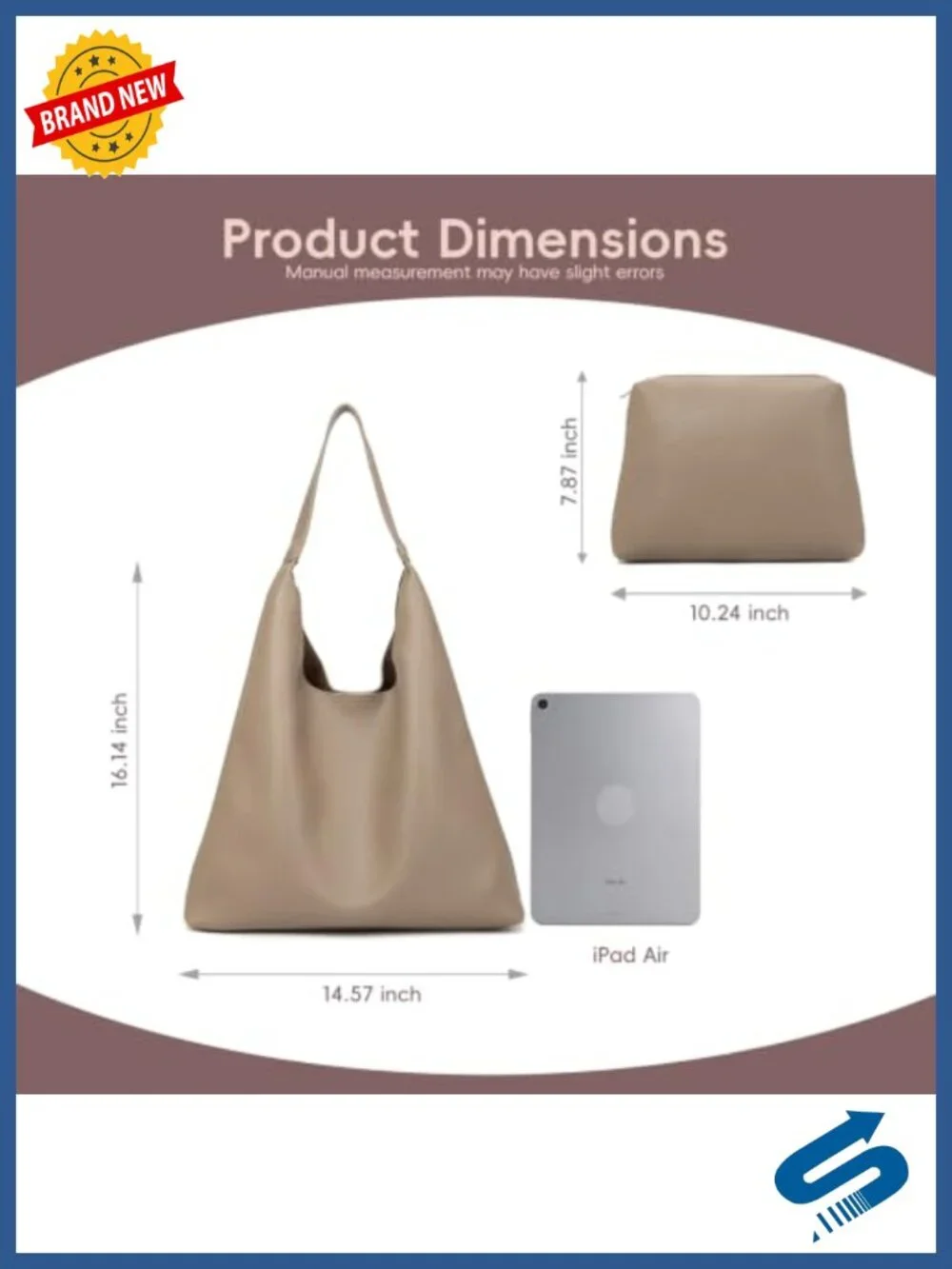 Slouchy Hobo Bag Women Magnetic Closure Shoulder Tote Faux Leather with Pouch